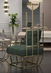 Casa Padrino fauteuil design de luxe côté droit avec coussins vert / or 68 x 68 x H. 153 cm - Meubles de salon - Meubles d'hôtel - Meubles de luxe