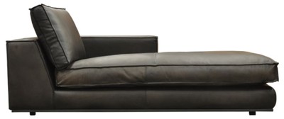 Casa Padrino luxury leather chaise longue left side black 106 x 186 x H. 83 cm - Genuine leather lounge chair - Recliner- Living room furniture - Luxury furniture