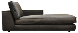 Casa Padrino luxury leather chaise longue left side black 106 x 186 x H. 83 cm - Genuine leather lounge chair - Recliner- Living room furniture - Luxury furniture