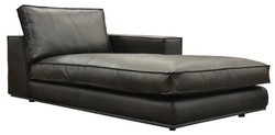 Casa Padrino luxury leather chaise longue left side black 106 x 186 x H. 83 cm - Genuine leather lounge chair - Recliner- Living room furniture - Luxury furniture