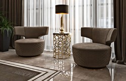 Casa Padrino poltrona girevole di lusso marrone / oro 98 x 79 x A. 77 cm - Poltrona da salotto - Poltrona hotel - Mobile soggiorno - Mobile hotel - Mobile di lusso