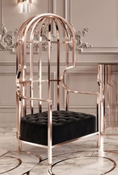 Casa Padrino fauteuil de luxe noir / cuivre 78 x 78 x H. 156 cm - Fauteuil de salon - Fauteuil d'hôtel - Meuble de salon - Meuble d'hôtel - Meuble de luxe
