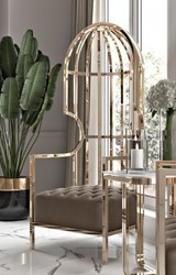 Casa Padrino luxury armchair gray / gold 78 x 78 x H. 156 cm - Living room armchair - Hotel armchair - Living room furniture - Hotel furniture - Luxury furniture