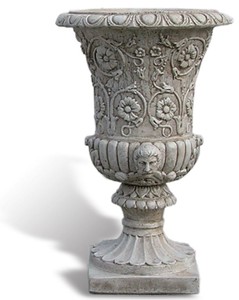 Casa Padrino maceta barroco de lujo gris antiguo Ø 49 x A. 78 cm - Maceta de estilo barroco hecho a mano con grava de mármol de Carrara - Decoración de jardín barroco - Hecho en Italia