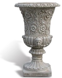 Casa Padrino luxury baroque flower pot antique gray Ø 49 x H. 78 cm - Handmade baroque style plant pot made of Carrara marble gravel - Baroque garden decoration - Luxury quality - Made in Italy