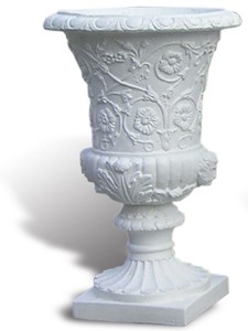 Casa Padrino maceta barroco de lujo blanco Ø 49 x A. 78 cm - Maceta de estilo barroco hecho a mano con grava de mármol de Carrara - Decoración de jardín barroco - Calidad de lujo - Hecho en Italia