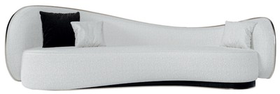 Casa Padrino luxury sofa white / black / silver 280 x 115 x H. 78 cm - Living room sofa - Hotel sofa - Living room furniture - Hotel furniture - Luxury furniture