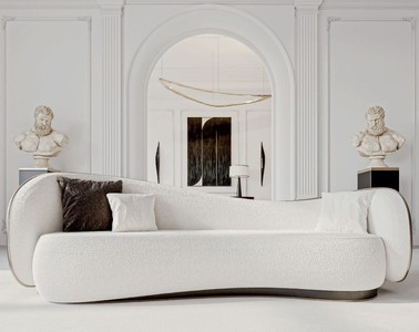 Casa Padrino Luxus Sofa Weiß / Schwarz / Silber 280 x 115 x H. 78 cm - Wohnzimmer Sofa - Hotel Sofa - Wohnzimmer Möbel - Hotel Möbel - Luxus Möbel
