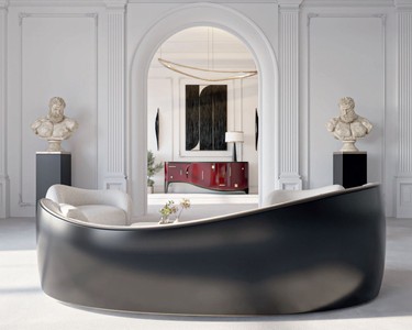Casa Padrino Luxus Sofa Weiß / Schwarz / Silber 280 x 115 x H. 78 cm - Wohnzimmer Sofa - Hotel Sofa - Wohnzimmer Möbel - Hotel Möbel - Luxus Möbel