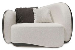 Casa Padrino luxury armchair white / black / silver 140 x 105 x H. 78 cm - Living room armchair - Hotel armchair - Living room furniture - Hotel furniture - Luxury furniture