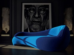 Casa Padrino luxury velvet sofa blue 280 x 105 x H. 68 cm - Living room sofa - Hotel sofa - Living room furniture - Hotel furniture - Luxury furniture