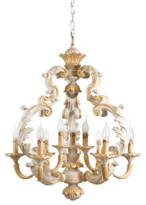 Casa Padrino luxury baroque chandelier white / gray / gold Ø 70 x H. 83 cm - Magnificent baroque style living room chandelier - Noble & Magnificent - Luxury quality - Made in Italy