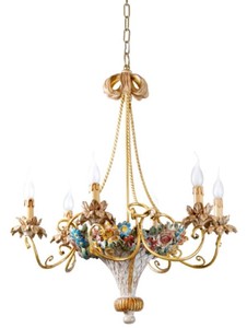Casa Padrino luxury baroque chandelier multicolored / gold Ø 68 x H. 76 cm - Magnificent baroque style living room chandelier - Noble & Magnificent - Luxury quality - Made in Italy