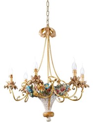 Casa Padrino luxury baroque chandelier multicolored / gold Ø 68 x H. 76 cm - Magnificent baroque style living room chandelier - Noble & Magnificent - Luxury quality - Made in Italy