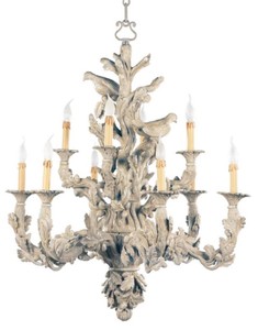 Casa Padrino luxury baroque chandelier with decorative doves antique gray Ø 87 x H. 107 cm - Magnificent baroque style living room chandelier - Noble & Magnificent - Luxury quality - Made in Italy