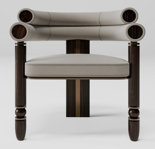 Casa Padrino luxury dining chair with armrests gray / dark brown / brass 69 x 63 x H. 72 cm - Kitchen chair with elegant velvet fabric - Dining room furniture - Luxury furniture