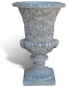 Casa Padrino maceta barroco de lujo gris Ø 49 x A. 78 cm - Maceta de estilo barroco hecho a mano con grava de mármol de Carrara - Decoración de jardín barroco - Hecho en Italia