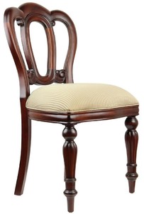 Luxus Barock Mahagoni Esszimmer Stuhl mit Streifen Dunkelbraun Gold