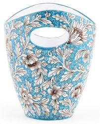 Casa Padrino seau à glace de luxe en céramique bleu clair / multicolore Ø 27 x H. 25 cm - Seau à glace fait main - Refroidisseur de vin - Refroidisseur de champagne - Fabriqué en Italie