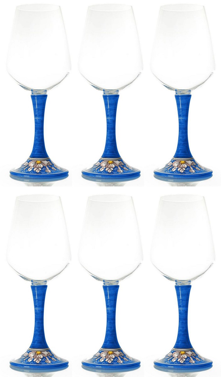 Luxus Keramik Weinglas 6er Set Blau Mehrfarbig Luxus Keramik Weinglas 6er Set Blau Mehrfarbig