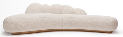 Casa Padrino luxury sofa cream / brown 260 x 100 x H. 72 cm - Curved living room sofa - Hotel sofa - Living room furniture - Hotel furniture - Luxury furniture