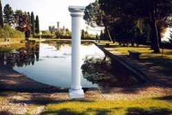 Casa Padrino colonne baroque de luxe gris 32 x 32 x H. 234 cm - Immense colonne de jardin de style baroque en gravier de marbre de Carrare - Colonne de décoration de jardin - Fabriqué en Italie