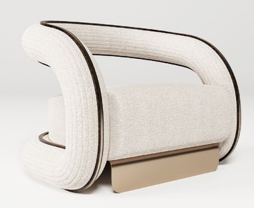 Casa Padrino luxury designer armchair cream / dark brown / brass 105 x 96 x H. 74 cm - Living room armchair - Hotel armchair - Living room furniture - Hotel furniture - Luxury furniture