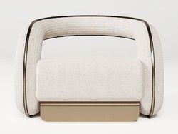 Casa Padrino sillón de diseño de lujo crema / marrón oscuro / latón 105 x 96 x A. 74 cm - Sillón de salón - Sillón de hotel - Muebles de salón - Muebles de hotel - Muebles de lujo