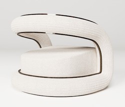 Casa Padrino sillón de diseño de lujo crema / marrón oscuro / latón 105 x 96 x A. 74 cm - Sillón de salón - Sillón de hotel - Muebles de salón - Muebles de hotel - Muebles de lujo