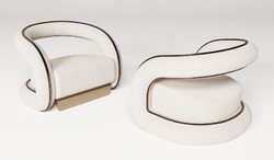 Casa Padrino sillón de diseño de lujo crema / marrón oscuro / latón 105 x 96 x A. 74 cm - Sillón de salón - Sillón de hotel - Muebles de salón - Muebles de hotel - Muebles de lujo
