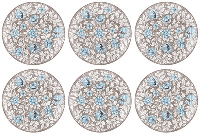 Casa Padrino luxury ceramic plates set of 6 brown / multicolored Ø 40 cm - Handmade & hand painted dinner plates with floral design - Hotel & restaurant accessories - Made in Italy