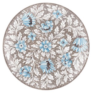 Casa Padrino Luxus Keramik Teller 6er Set Braun / Mehrfarbig Ø 40 cm - Handgefertigte & handbemalte Essteller mit Blumendesign - Hotel & Restaurant Accessoires - Luxus Qualität - Made in Italy