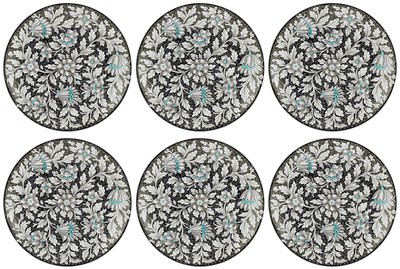 Casa Padrino luxury ceramic plates set of 6 black / multicolored Ø 40 cm - Handmade & hand painted dinner plates with floral design - Hotel & restaurant accessories - Made in Italy Casa Padrino luxury ceramic plates set of 6 black / multicolored Ø 40 cm - Handmade & hand painted dinner plates with floral design - Hotel & restaurant accessories - Made in Italy