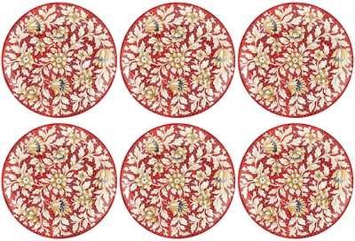 Casa Padrino luxury ceramic plates set of 6 red / multicolored Ø 40 cm - Handmade & hand painted dinner plates with floral design - Hotel & restaurant accessories - Made in Italy Casa Padrino luxury ceramic plates set of 6 red / multicolored Ø 40 cm - Handmade & hand painted dinner plates with floral design - Hotel & restaurant accessories - Made in Italy