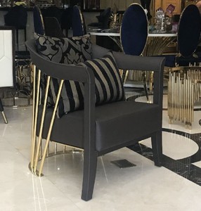Casa Padrino luxury armchair black / gold 75 x 75 x H. 81 cm - Living room armchair - Hotel armchair - Living room furniture - Hotel furniture - Luxury furniture