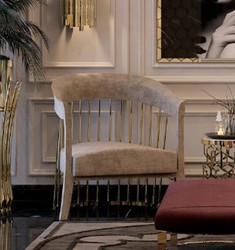 Casa Padrino sillón de lujo gris / oro 75 x 75 x A. 81 cm - Sillón de salón - Sillón de hotel - Muebles de salón - Muebles de hotel - Muebles de lujo