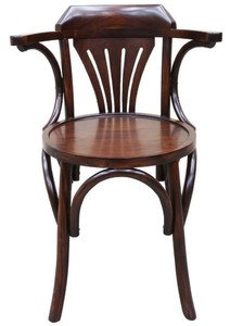 Casa Padrino chaise de salle à manger Art Nouveau de luxe en acajou avec accoudoirs marron foncé 59 x 50 x H. 82 cm - Chaise de cuisine bois massif - Meubles Salle à Manger Baroque & Art Nouveau