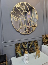 Casa Padrino espejo de lujo oro Ø 120 cm - Espejo de pared redondo para salón - Espejo de guardarropa - Espejo de dormitorio - Colección de lujo