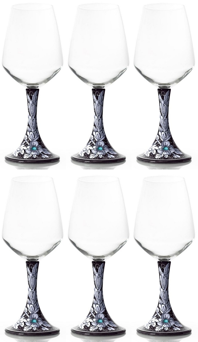 Luxus Keramik Weinglas 6er Set Schwarz Mehrfarbig Luxus Keramik Weinglas 6er Set Schwarz Mehrfarbig