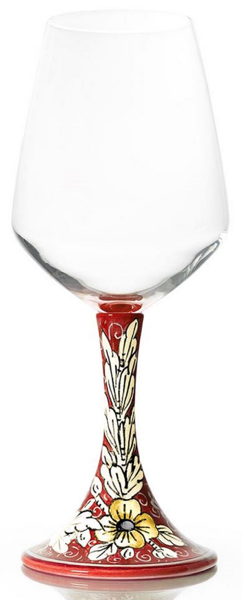 Casa Padrino set di 6 bicchieri da vino in ceramica di lusso rosso / multicolore A. 23,5 cm - Bicchieri da vino fatti e dipinti a mano - Accessori hotel e ristoranti - Fatto in Italia Casa Padrino set di 6 bicchieri da vino in ceramica di lusso rosso / multicolore A. 23,5 cm - Bicchieri da vino fatti e dipinti a mano - Accessori hotel e ristoranti - Fatto in Italia