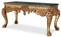 Casa Padrino consola barroco de lujo oro antiguo / verde - Mesa consola hecha a mano de madera maciza con tapa de mármol - Muebles de salón de lujo estilo barroco - Muebles barrocos