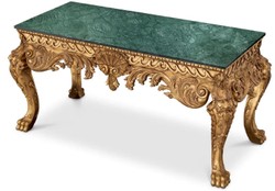 Casa Padrino consola barroco de lujo oro antiguo / verde - Mesa consola hecha a mano de madera maciza con tapa de mármol - Muebles de salón de lujo estilo barroco - Muebles barrocos