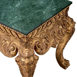 Casa Padrino consola barroco de lujo oro antiguo / verde - Mesa consola hecha a mano de madera maciza con tapa de mármol - Muebles de salón de lujo estilo barroco - Muebles barrocos