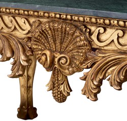 Casa Padrino consola barroco de lujo oro antiguo / verde - Mesa consola hecha a mano de madera maciza con tapa de mármol - Muebles de salón de lujo estilo barroco - Muebles barrocos