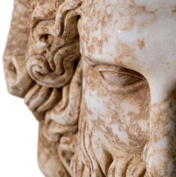 Casa Padrino buste Art Nouveau de luxe en marbre beige antique 26 x 20 x H. 40 cm - Sculpture décorative fait main en marbre de haute qualité - Accessoires Déco Baroque & Art Nouveau