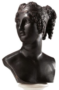Casa Padrino buste Art Nouveau de luxe déesse noir / marron - Sculpture décorative fait main en bois massif de haute qualité - Accessoires Décoratifs Baroques et Art Nouveau - Fabriqué en Italie