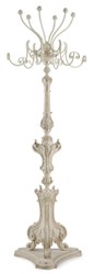 Prunkvoller Luxus Barock Garderobenständer Kleiderständer Antik Creme Silber