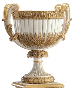 Casa Padrino Luxury Baroque Decorative Vase Antique White / Antique Gold - Magnificent Baroque Style Solid Wood Vase - Baroque Decorative Accessories - Luxury Quality - Made in Italy