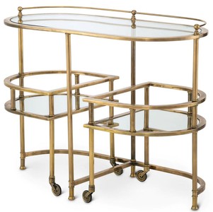 Casa Padrino chariot de service de luxe laiton vintage 105 x 50 x H. 82 cm - Chariot de restauration hôtel restaurant - Accessoires gastronomie hôtel restaurant - Meuble de luxe