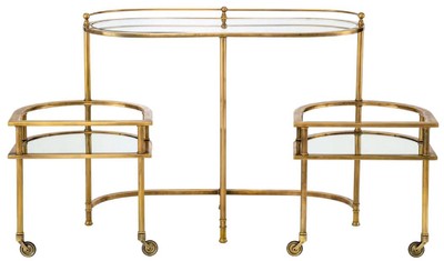 Casa Padrino Luxus Servierwagen Vintage Messing 105 x 50 x H. 82 cm - Hotel Restaurant Gastronomie Trolley - Luxus Hotel Restaurant Gastronomie Accessoires - Luxus Möbel